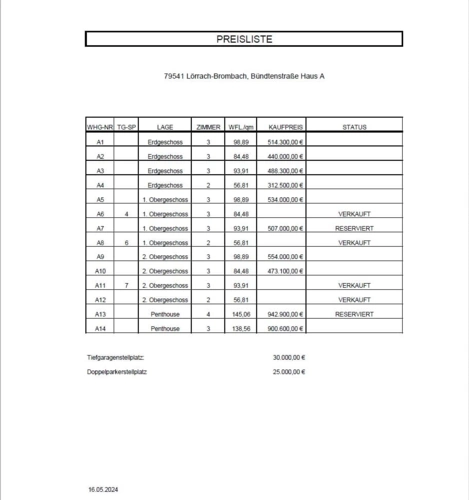 Preisliste