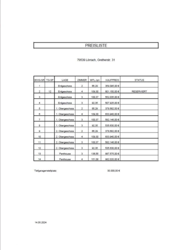 Preisliste