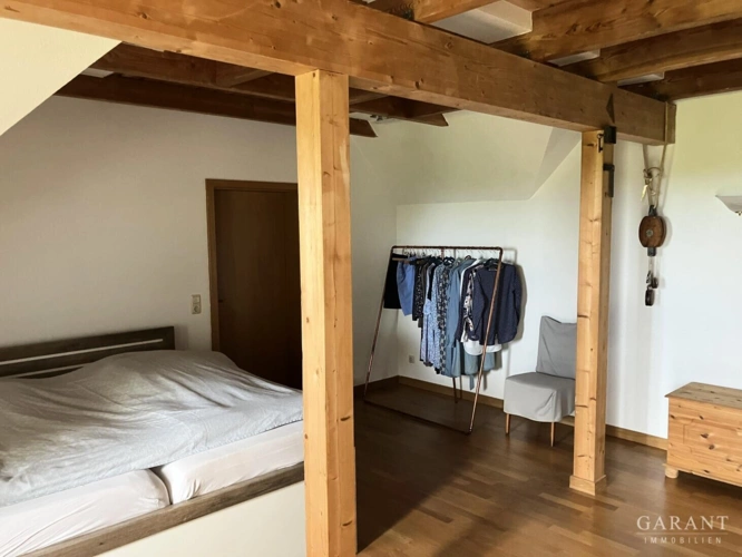 Schlafzimmer, Holzdecke