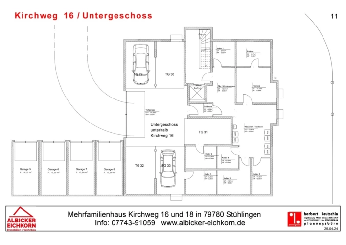 Untergeschoss mit Tiefgaragen und Kellerräumen