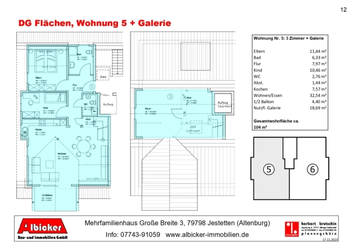 Wohnung Nr,. 5 im Dachgeschoss mit Galerie