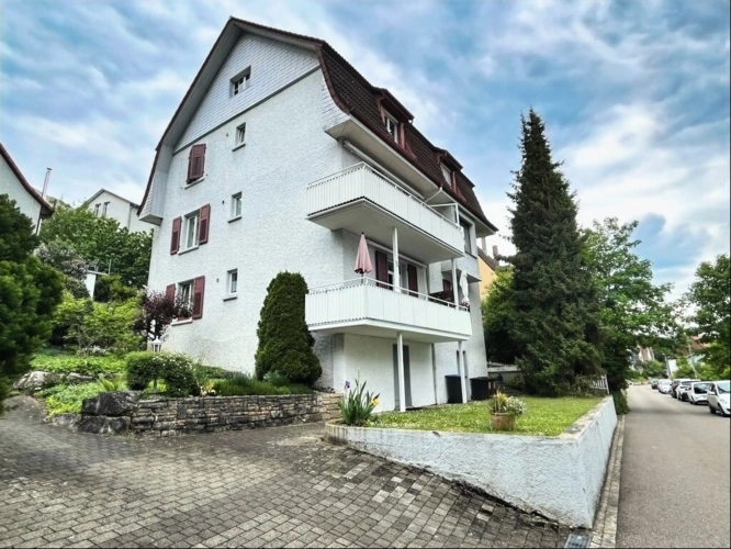 Seitenansicht und Zufahrt