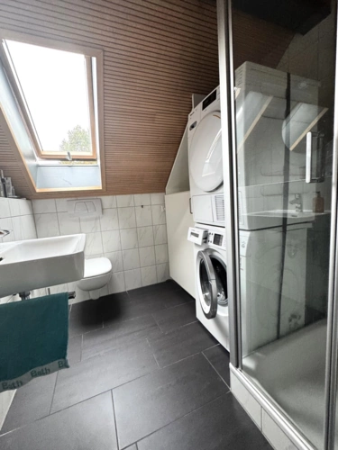 Bad 1 mit WC, Waschtisch, Dusche und Waschmaschinenanschluss