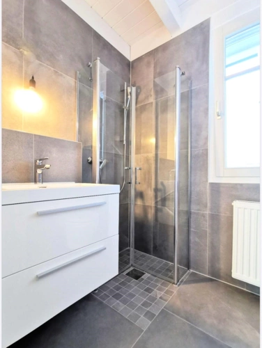 modernes Tageslichtbad mit Dusche